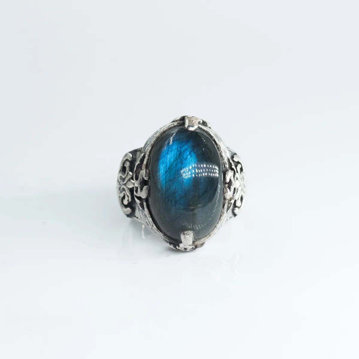 Inel Afgan oval labradorite Argint