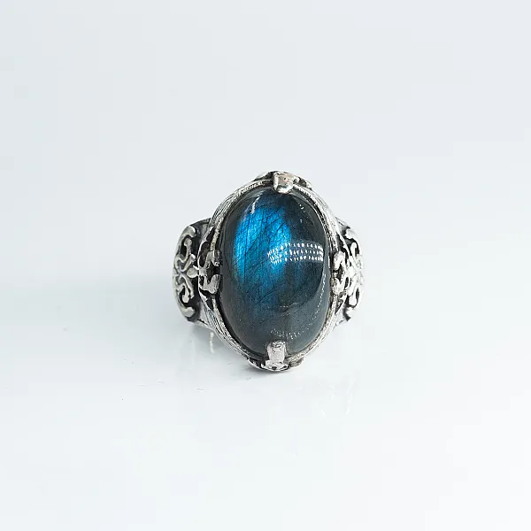 Inel Afgan oval labradorite Argint