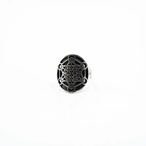 Inel lung simbol Metatron Argint