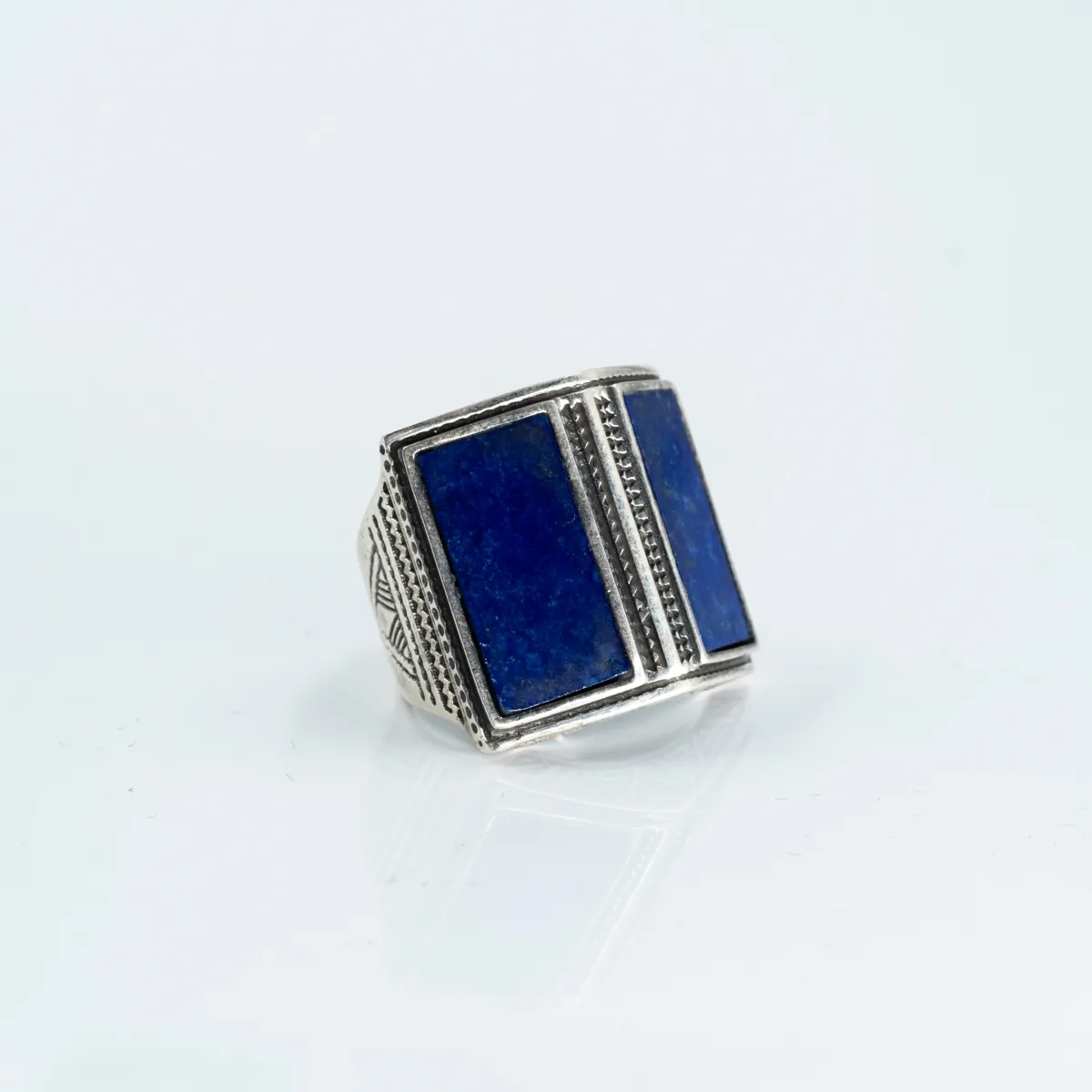 Inel dreptunghiular carte lapis Argint