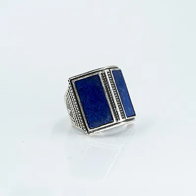 Inel dreptunghiular carte lapis Argint - 6