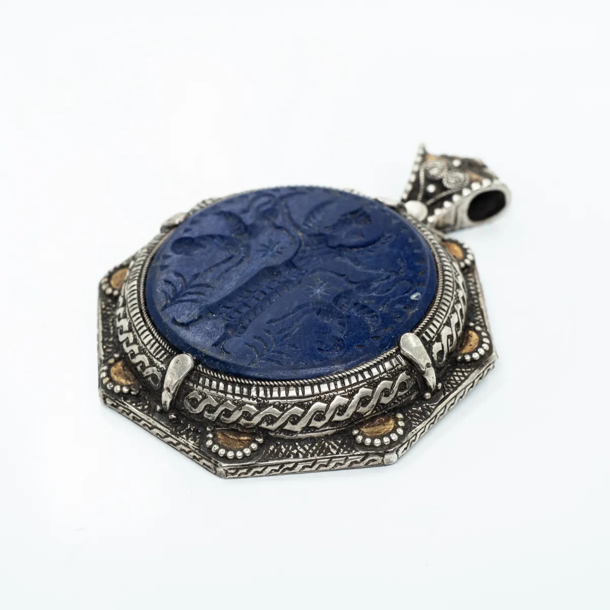 Pandantiv Afgan octogonal lapis lazuli Argint