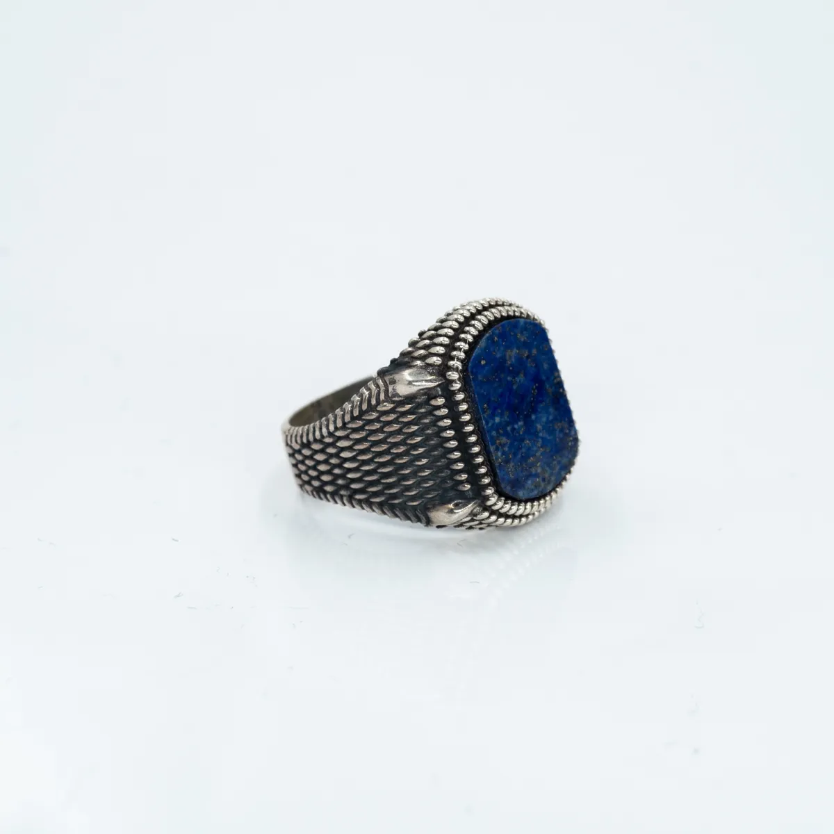 Inel dreptunghiular buburuze lapis Argint