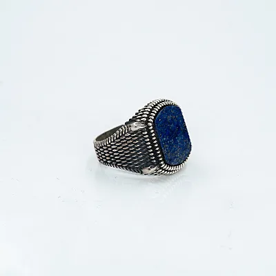 Inel dreptunghiular buburuze lapis Argint - 6