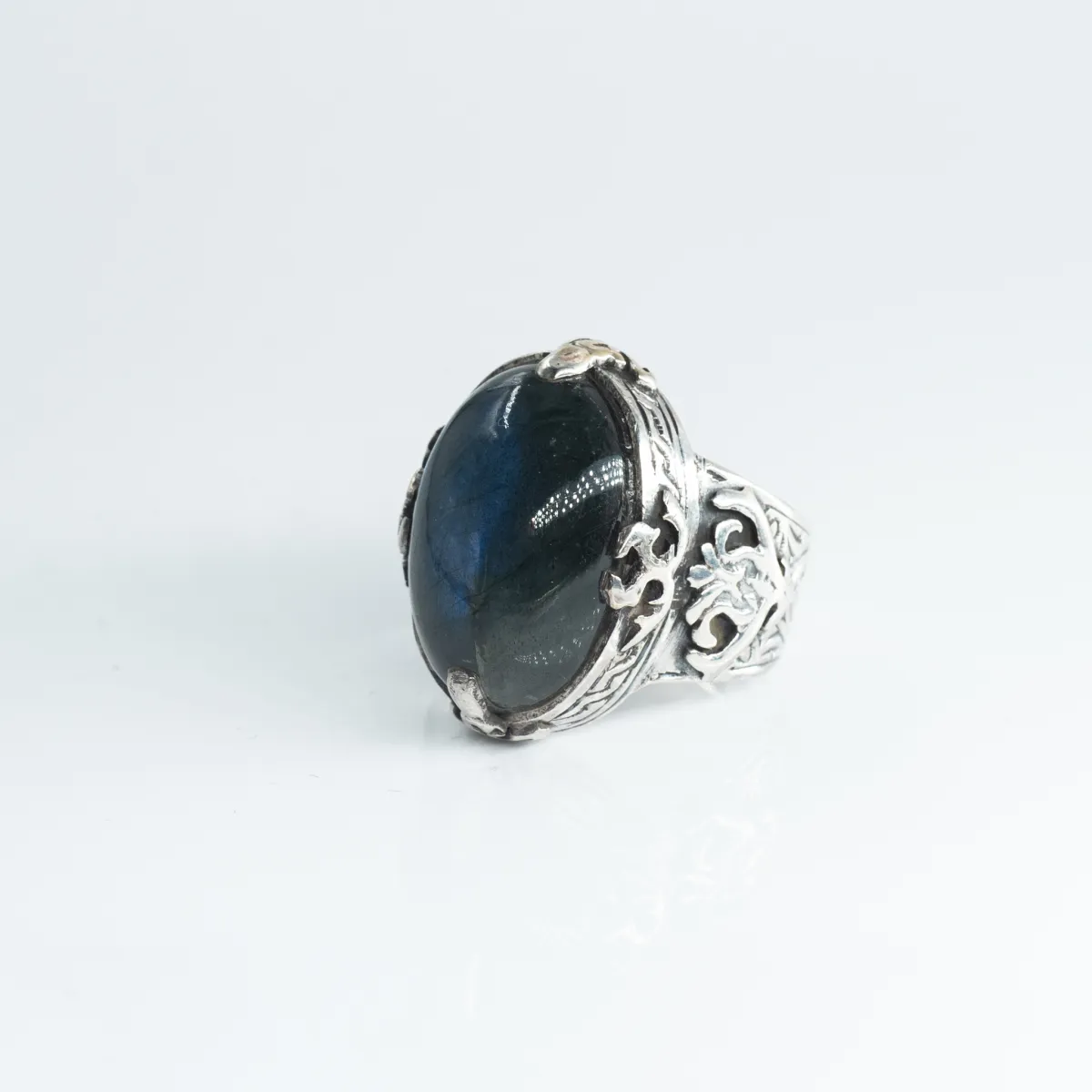Inel Afgan oval labradorite Argint
