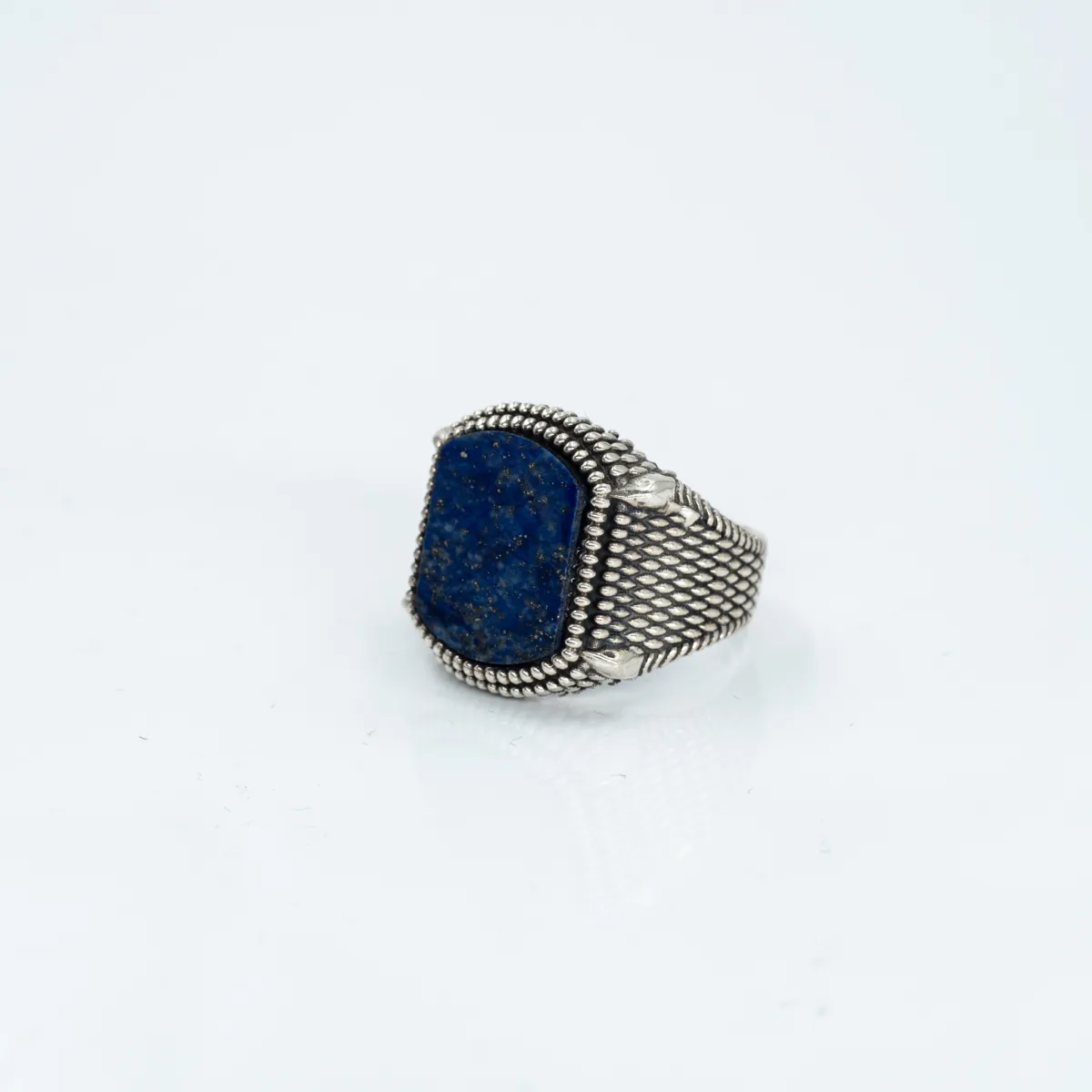 Inel dreptunghiular buburuze lapis Argint