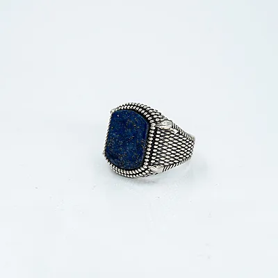 Inel dreptunghiular buburuze lapis Argint - 2