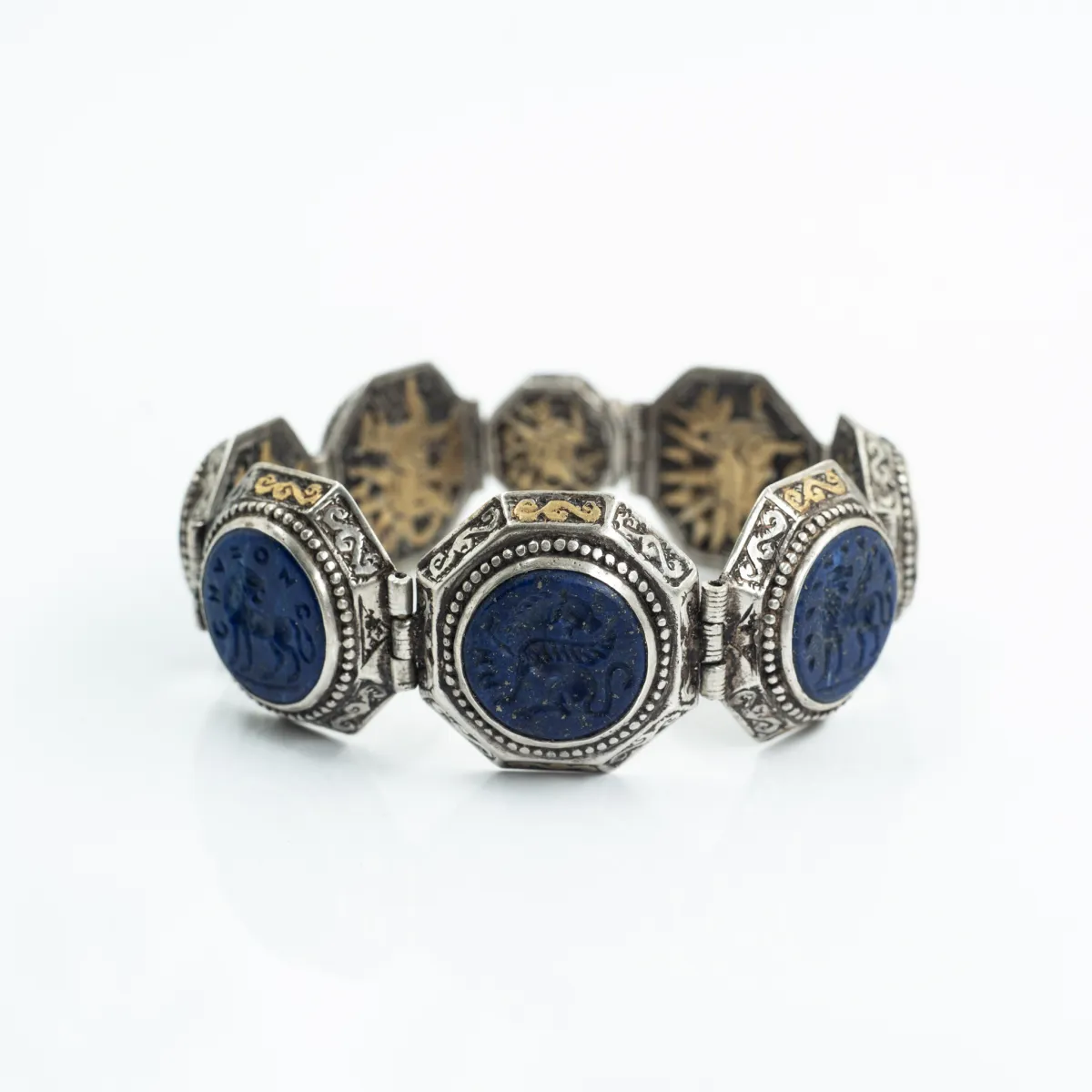 Bratara Afghana rotunda lapis lazuli Argint
