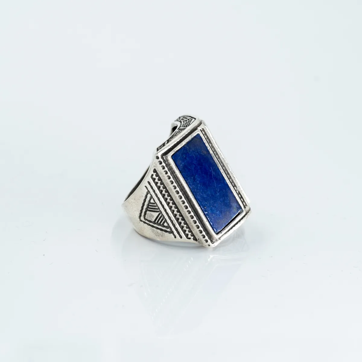 Inel dreptunghiular carte lapis Argint