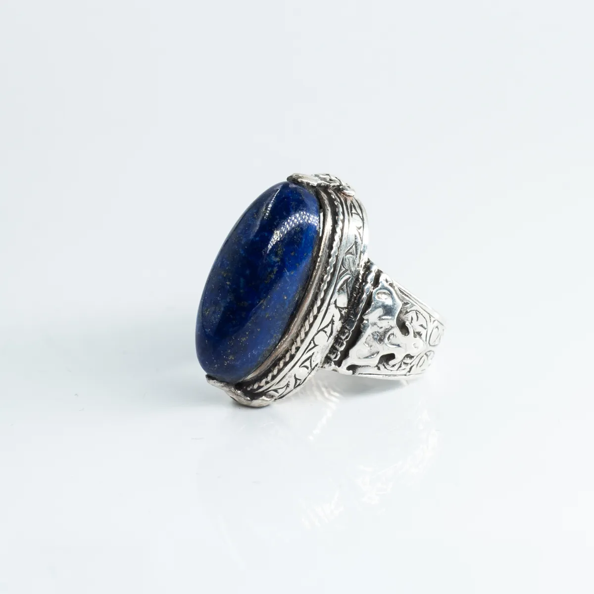 Inel Afgan oval lapis lazuli m Argint