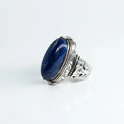 Inel Afgan oval lapis lazuli m Argint - 2
