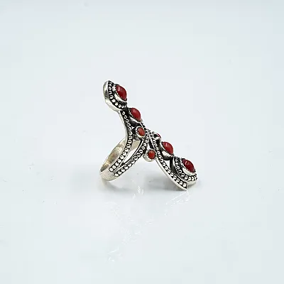 Inel lung petale picaturi coral Argint - 4
