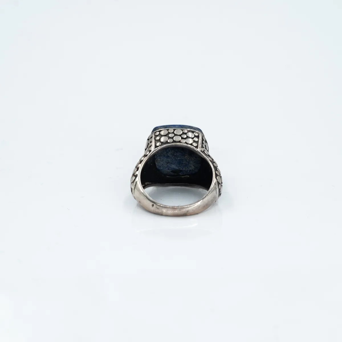 Inel patrat buline piatra lapis-lazuli Argint