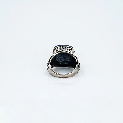 Inel patrat buline piatra lapis-lazuli Argint - 4