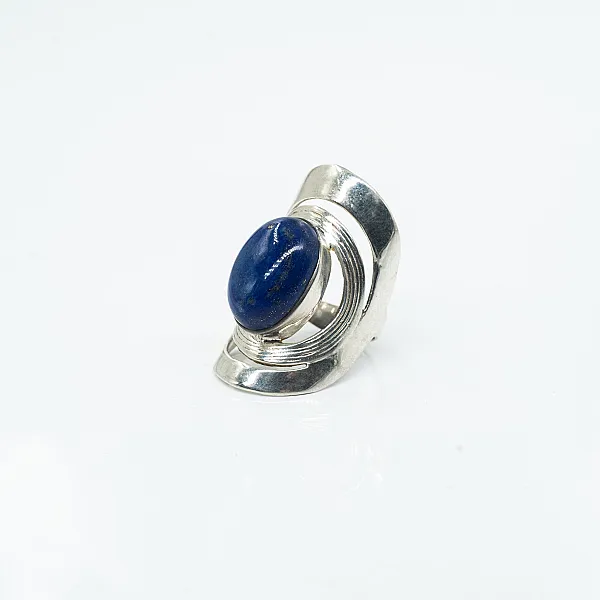 Inel lung dungi lapis-lazuli Argint