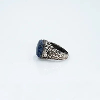 Inel patrat buline piatra lapis-lazuli Argint - 3