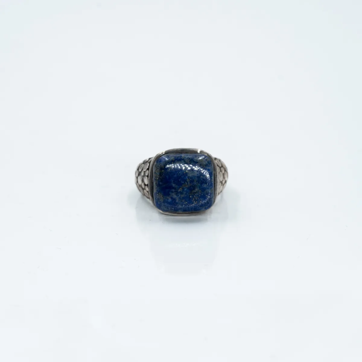 Inel patrat buline piatra lapis-lazuli Argint
