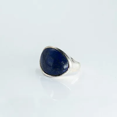 Inel oval piatra naturala lapis-lazuli Argint - 1