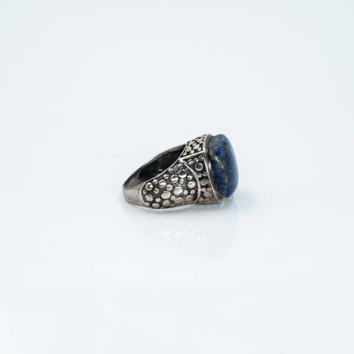 Inel patrat buline piatra lapis-lazuli Argint