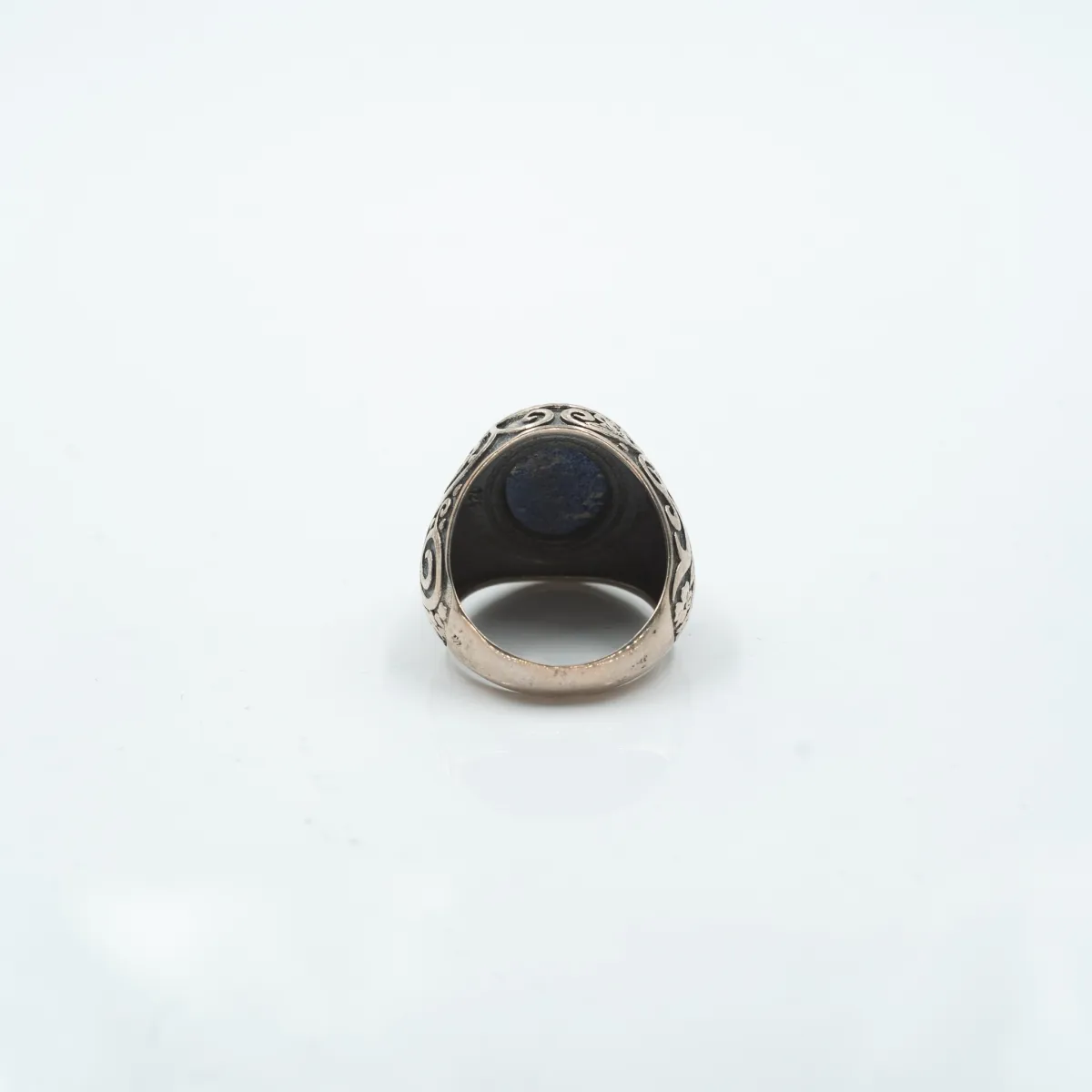 Inel oval broderie gotica lapis lazuli Argint