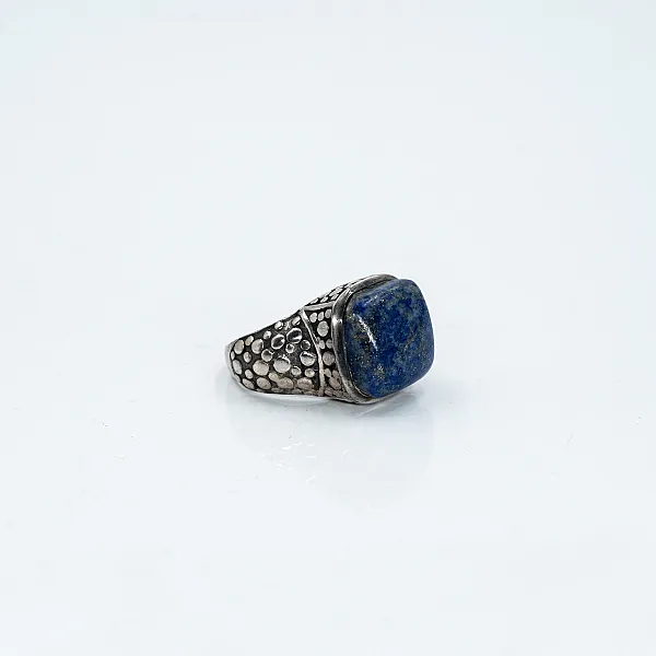Inel patrat buline piatra lapis-lazuli Argint