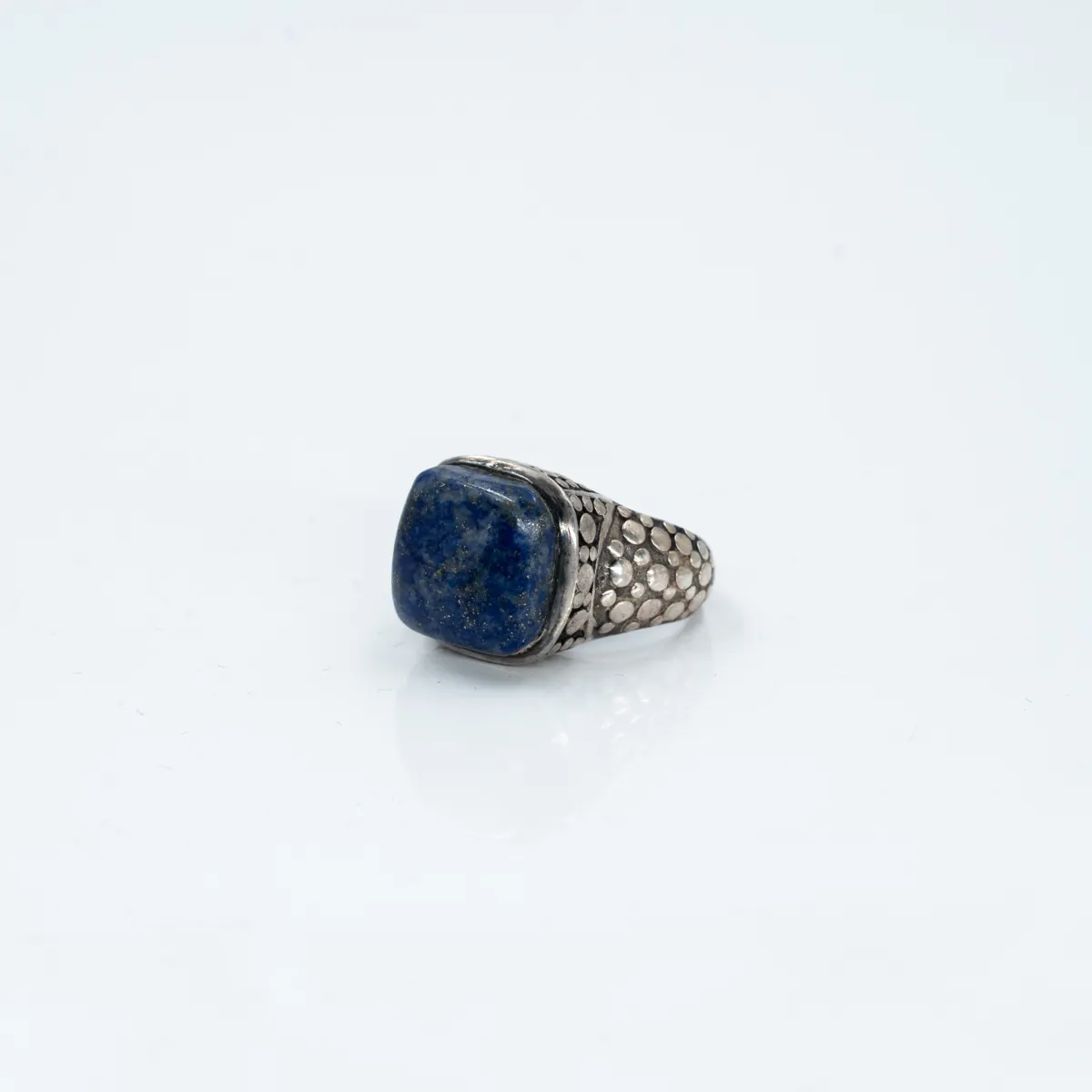 Inel patrat buline piatra lapis-lazuli Argint