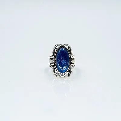 Inel oval broderie lapis-lazuli Argint - 6