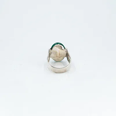 Inel oval simplu s agat-verde Argint - 4