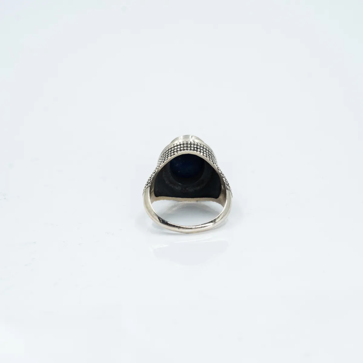 Inel oval simplu puncte lapis-lazuli Argint