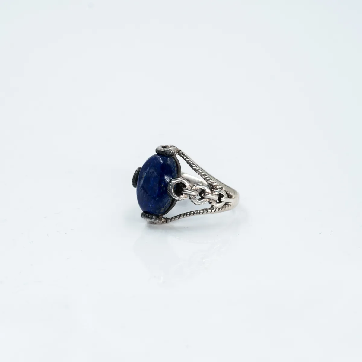 Inel oval zale lapis lazuli Argint