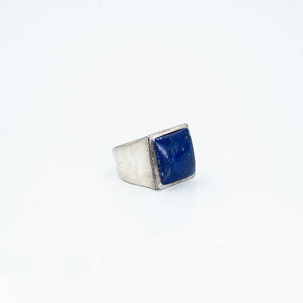 Inel patrat simplu lapis lazuli Argint