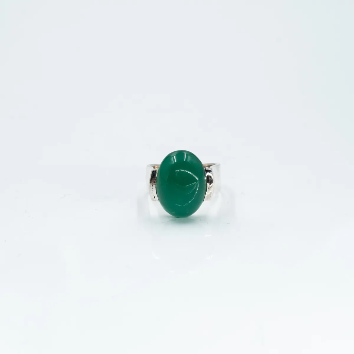 Inel oval simplu s agat-verde Argint