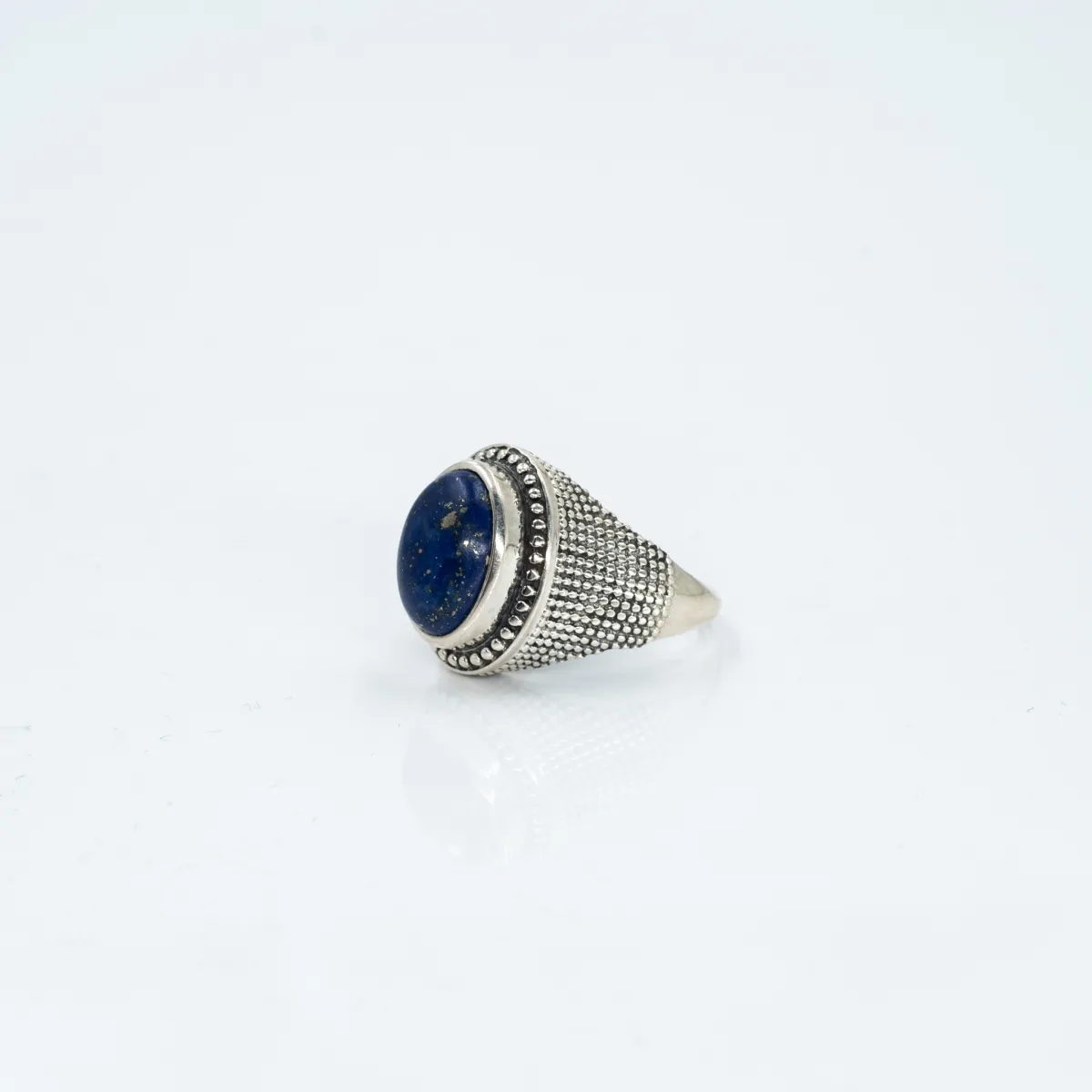 Inel oval simplu puncte lapis-lazuli Argint