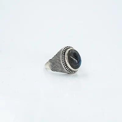 Inel oval simplu puncte labradorite Argint - 6