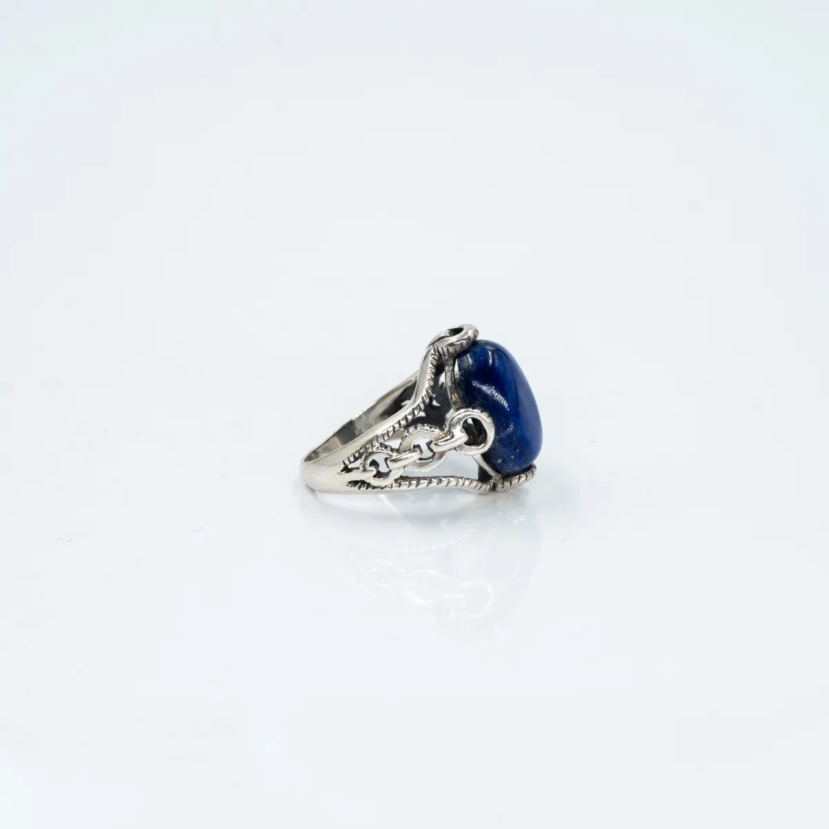 Inel oval zale lapis lazuli Argint
