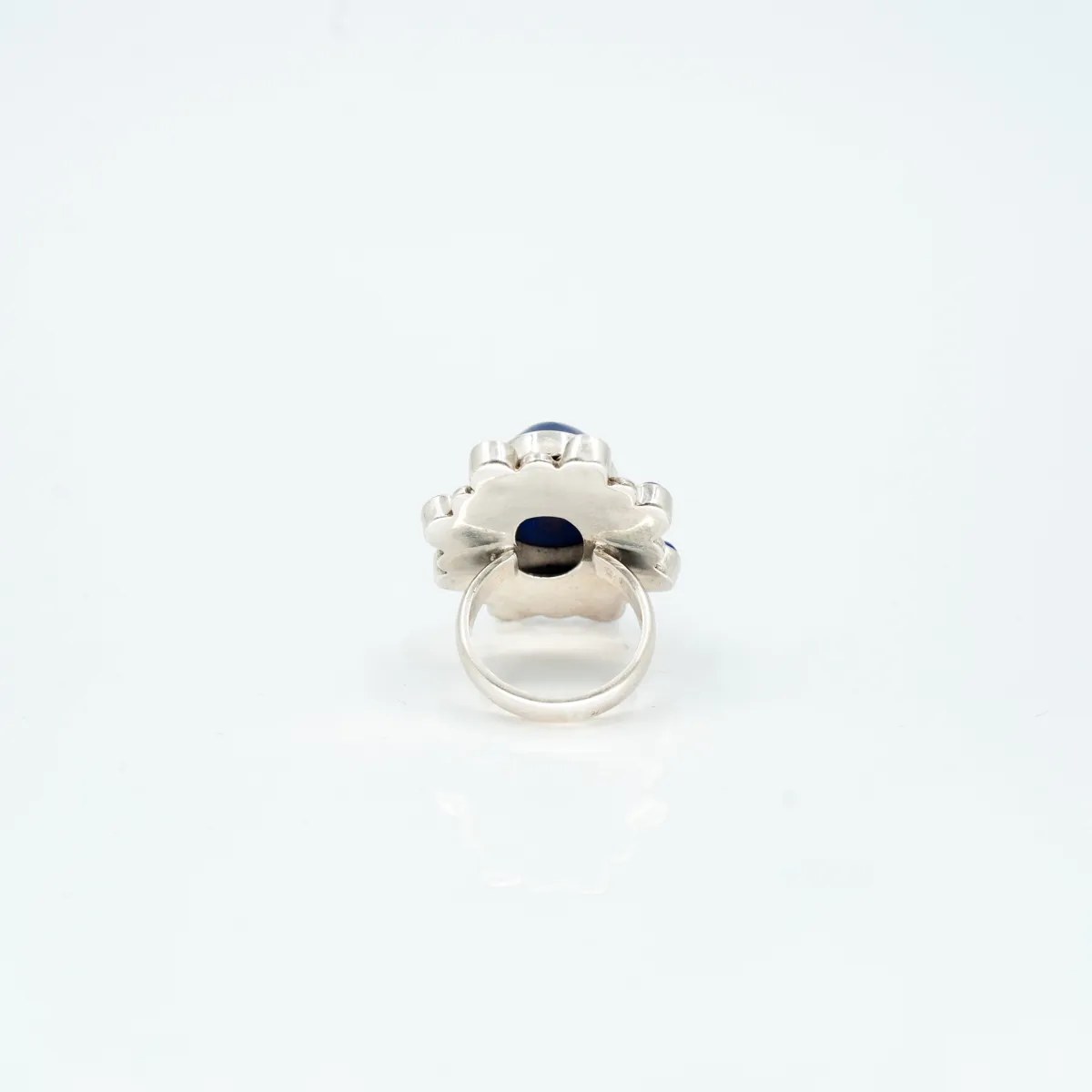 Inel oval floare lapis-lazuli Argint