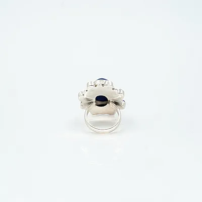 Inel oval floare lapis-lazuli Argint - 4