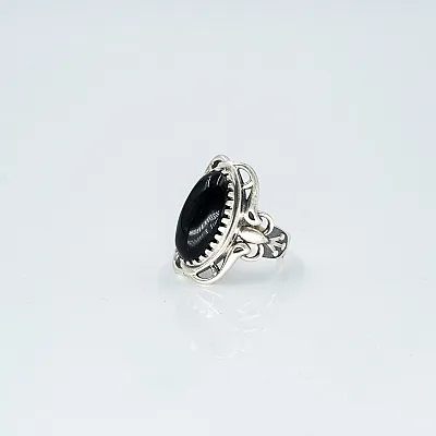 Inel oval broderie onix Argint - 2