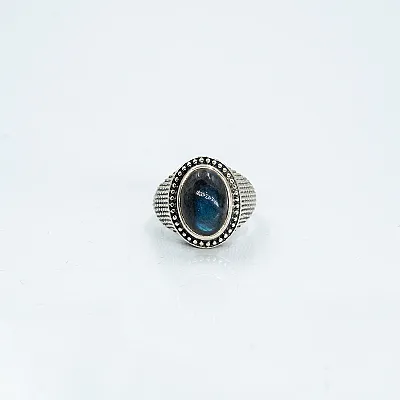 Inel oval simplu puncte labradorite Argint - 1