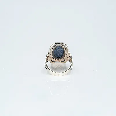 Inel oval broderie lapis-lazuli Argint - 4