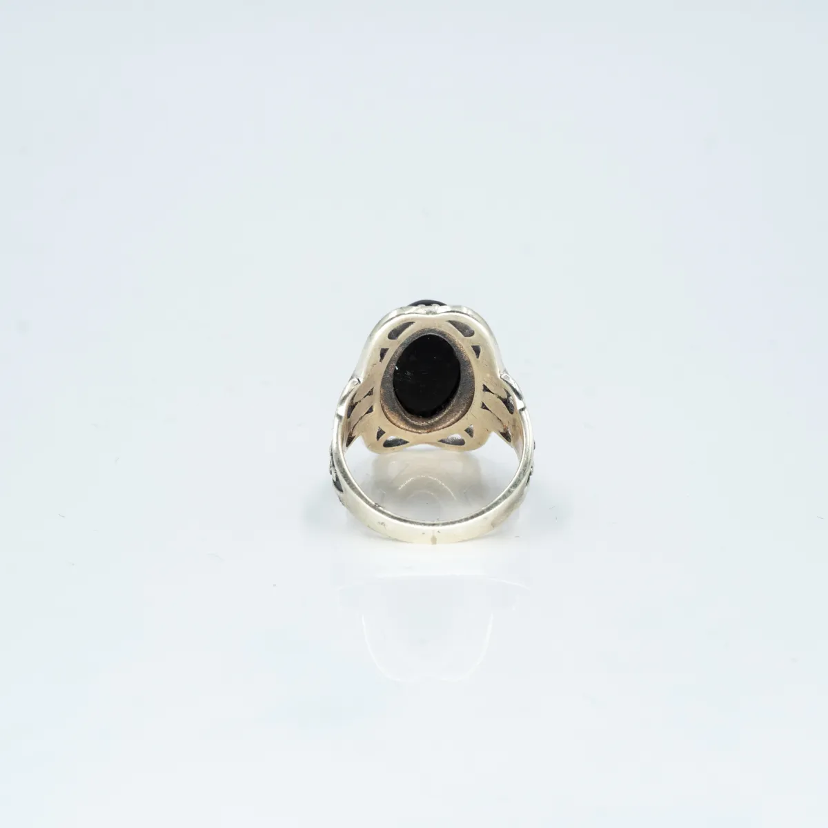 Inel oval broderie onix Argint