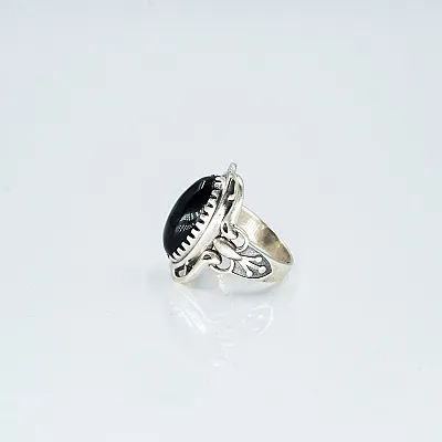 Inel oval broderie onix Argint - 3
