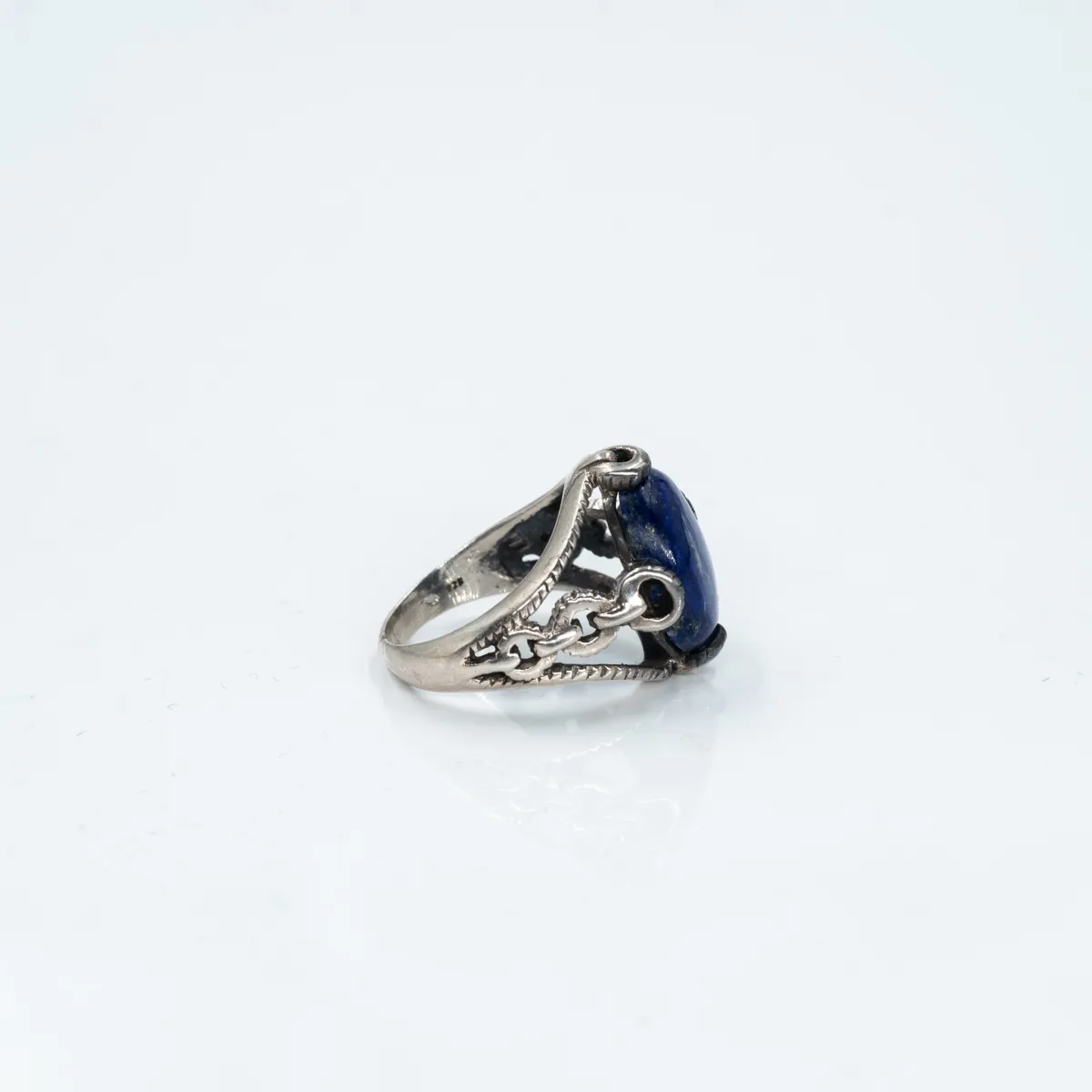 Inel oval zale lapis lazuli Argint