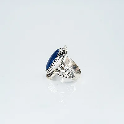 Inel oval broderie lapis-lazuli Argint - 3