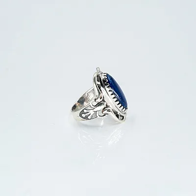 Inel oval broderie lapis-lazuli Argint - 5