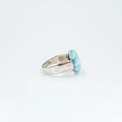 Inel oval simplu s larimar Argint - 5