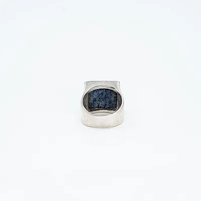 Inel patrat simplu lapis lazuli Argint - 4