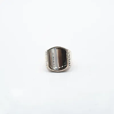 Inel patrat Greek piatra agat-zebra Argint - 5