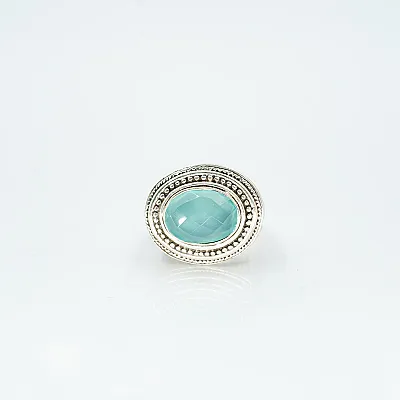 Inel oval broderie calcedoie Argint - 5