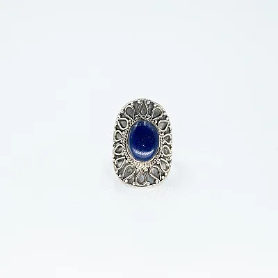 Inel oval picaturi lapis-lazuli Argint - 5